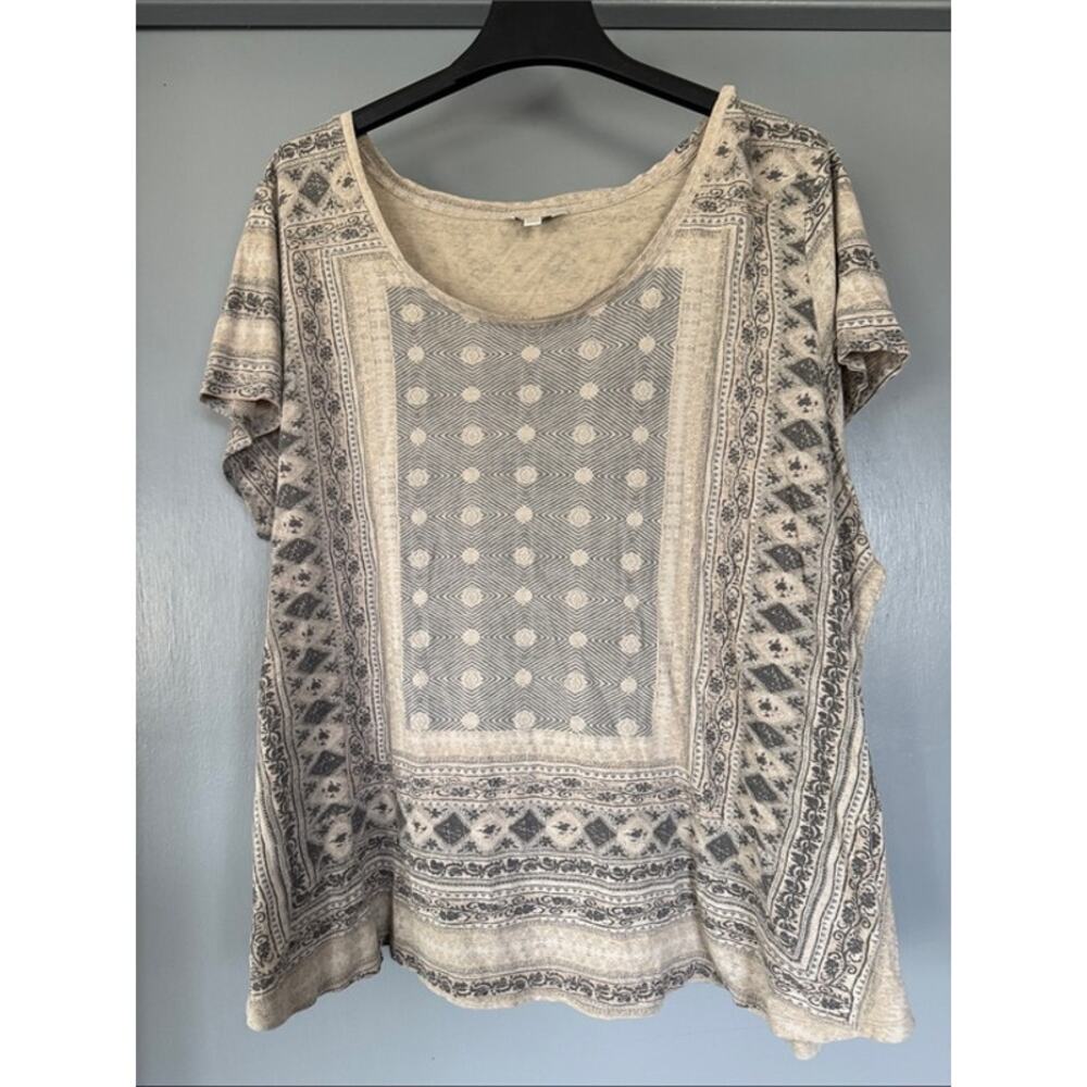 Lucky Brand Women's Boxy Short Sleeve Pullover Top Scoop Neck sz 3X